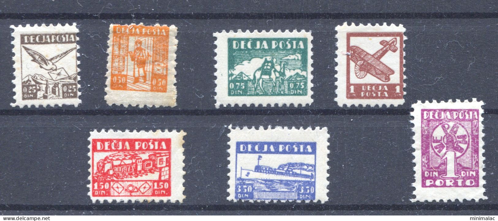 Kingdom Of Yugoslavija 1940, Children's Post , Cinderella, Vignete, Boat, Train, Bird, Plane, Camel,  Full Set - Ungebraucht