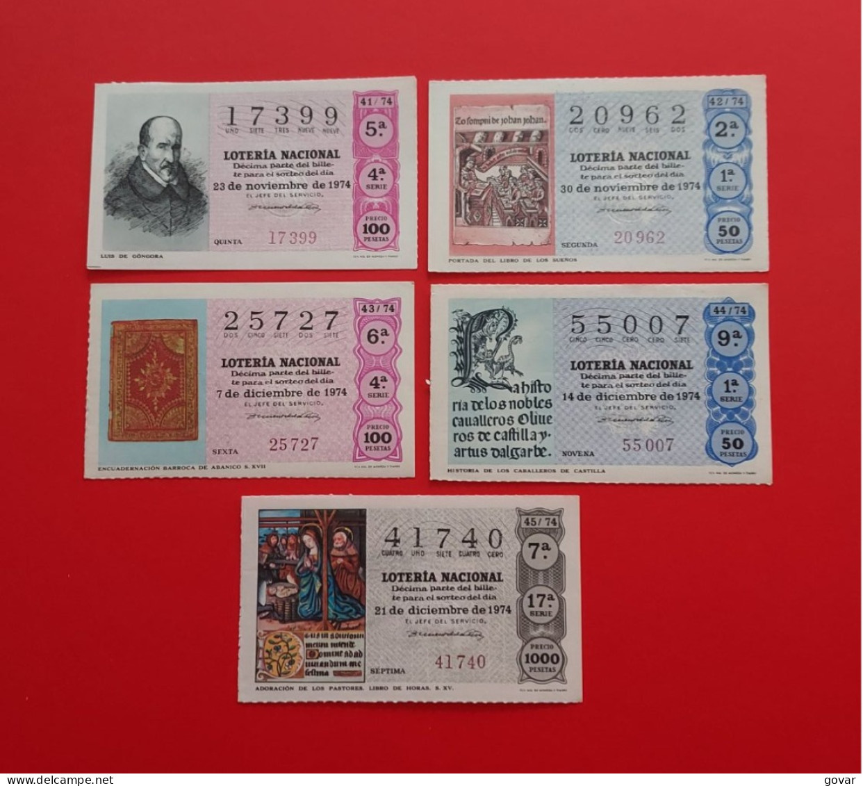 AÑO 1974 COMPLETO LOTERÍA NACIONAL ESPAÑA, SÁBADOS, TODOS LOS DECIMOS DEL AÑO - Billetes De Lotería