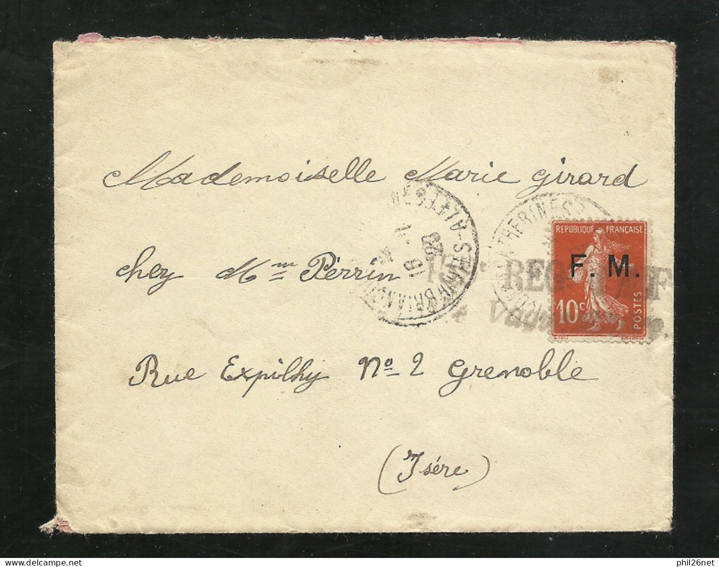 Lettre  De Briançon Sainte Catherine Le 14/02/1928 Avec F.M. 5 Avec Griffe Vaguemestre 159ème Régiment D'Infanterie B/TB - Lettres & Documents