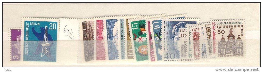 1963-64  MNH Berlin, Berlijn, Year Complete According To Michel, Postfris - Unused Stamps