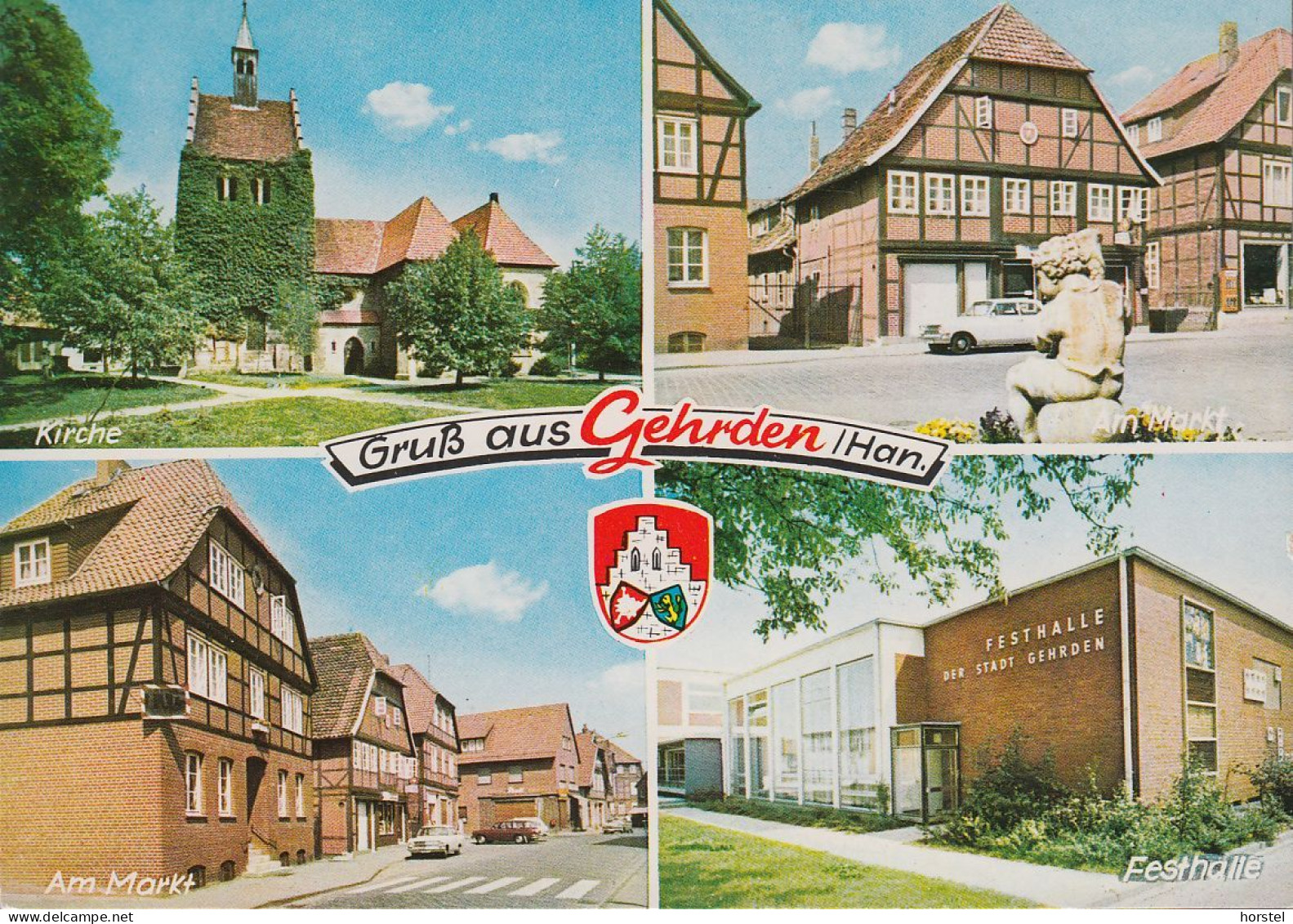D-30989 Gehrden - Alte Ortsansichten - Am Markt - Festhalle - Kirche - Cars - Opel Rekord - VW Variant - Hannover