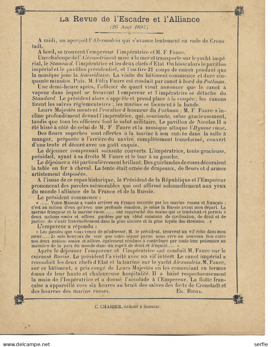 Vieux Papiers - Couverture Protège-Cahier - "Les Fêtes Franco-Russes" - Revue De L'Escadre Et L'Alliance - Copertine Di Libri