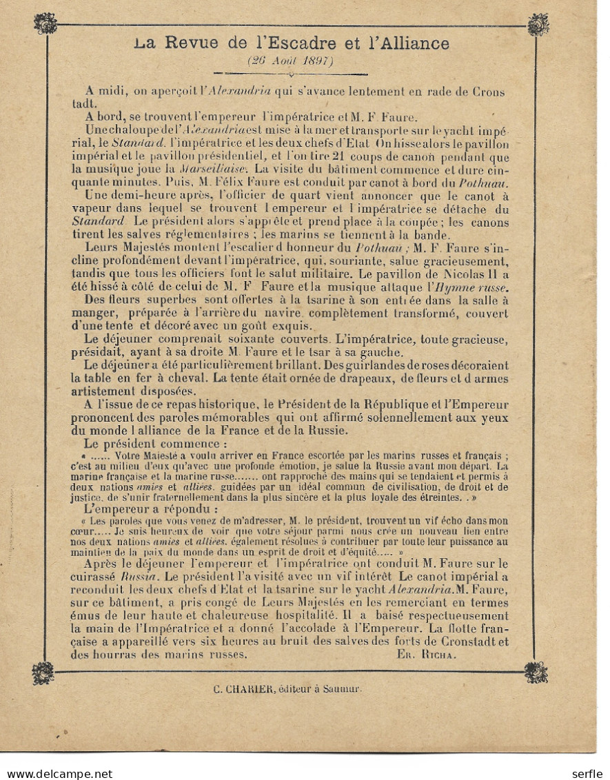 Vieux Papiers - Couverture Protège-Cahier - "Les Fêtes Franco-Russes" - Revue De L'Escadre Et L'Alliance - Book Covers