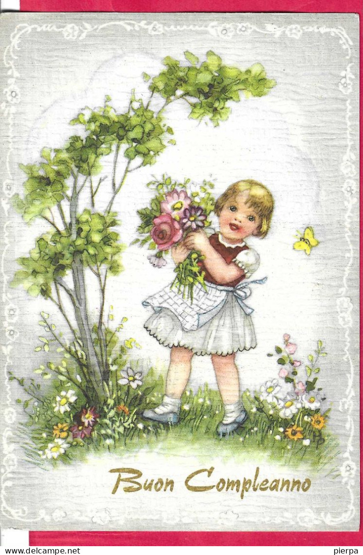 BUON COMPLEANNNO - BAMBINA CON FIORI - EDIZ. CECAMI 1263 - NUOVA - Anniversaire