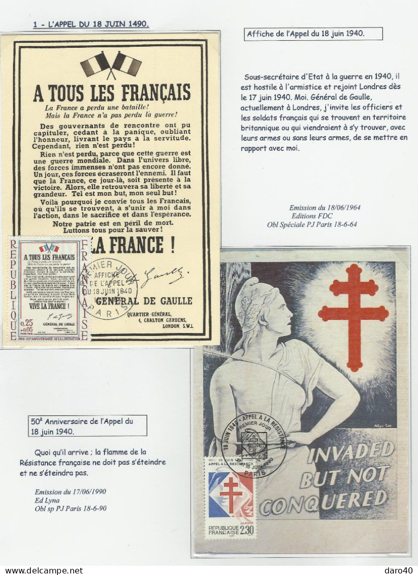 Une Collection De 64 Pages "La France Du 18 Juin 1940 Au 8 Mai 1945" TTB - Verzamelingen & Reeksen