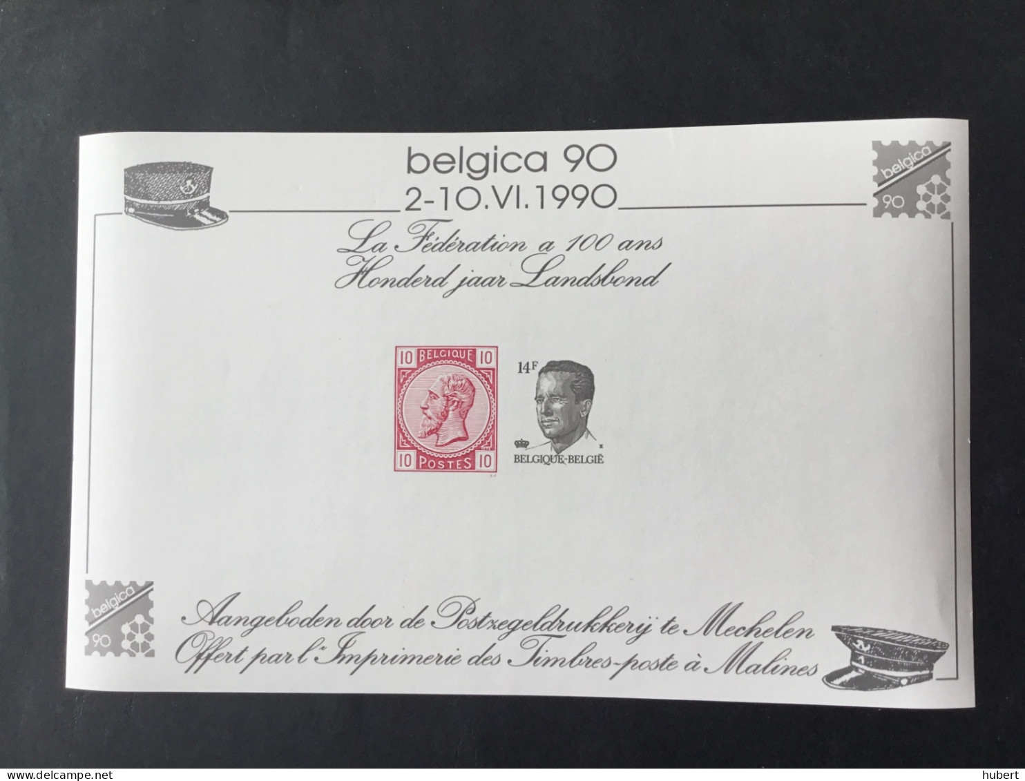 Belgica 90 La Fédération à 100 Ans -Honderd Jaar Landsbond - Gedenkdokumente