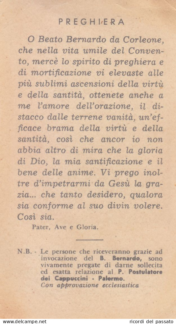 Santino Il Beato Bernardo Da Corleone - Santini