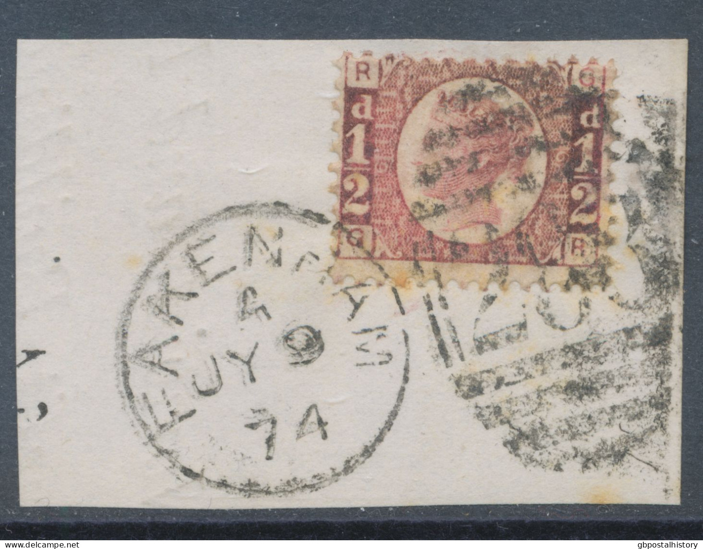 GB QV ½d Plate 6 (GR) Superb Used On Piece With Duplex „FAKENHAM / 288“, Norfolk Now Cambridgeshire (4VOD, Time Code „A“ - Used Stamps