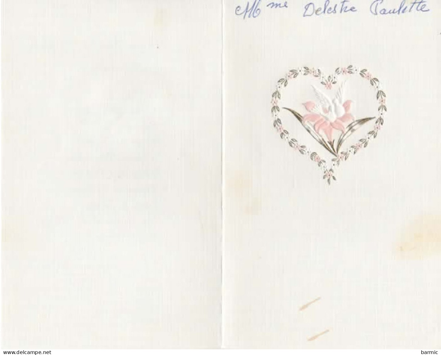 FAIRE PART DE MARIAGE, MARIE JOSE ET MICHEL LE 26/03/1977, CARTE GAUFFREE COEUR, COLOMBES  COULEUR  REF 15138 - Annunci Di Nozze