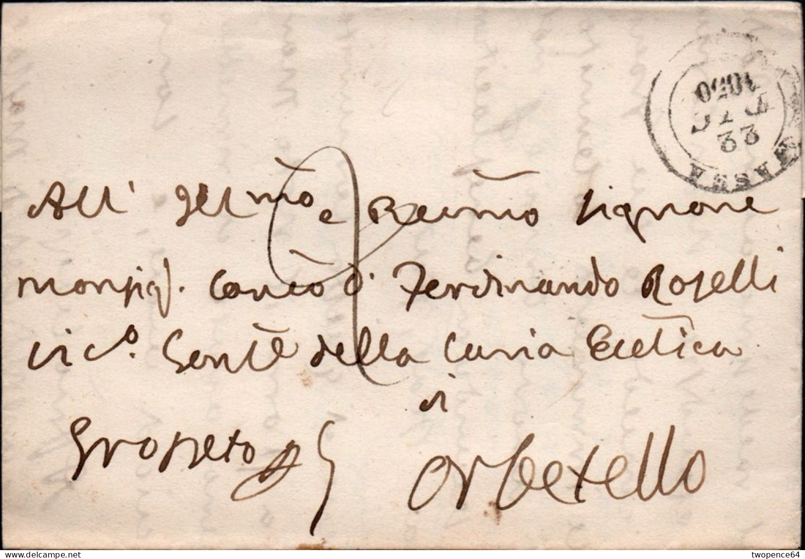 625x - LETTERA PREFILATELICA DA MASSA A ORBETELLO 1850 - ...-1850 Préphilatélie