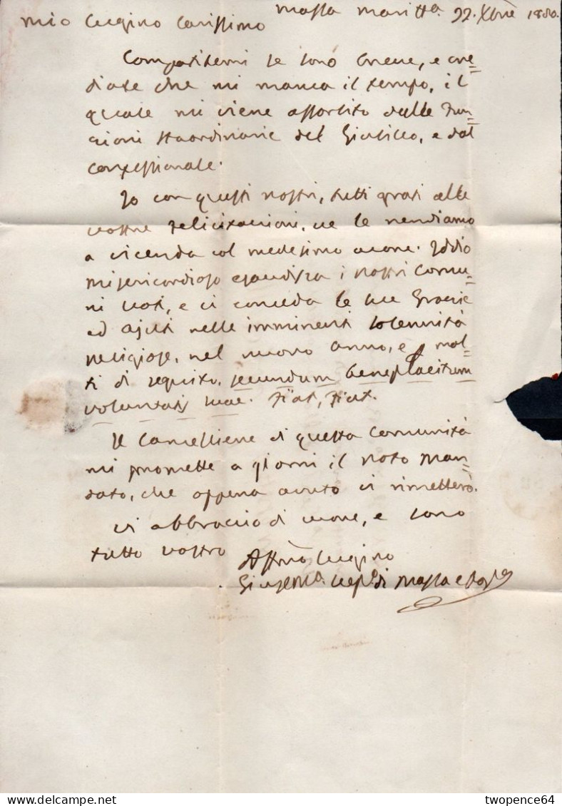 625x - LETTERA PREFILATELICA DA MASSA A ORBETELLO 1850 - ...-1850 Voorfilatelie