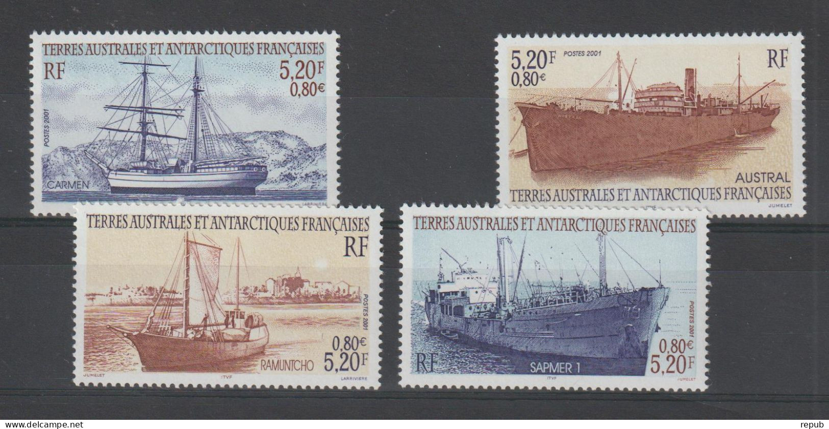 TAAF 2001 Timbres Issus Du BF 6, 302-306, 4 Val ** MNH - Ongebruikt