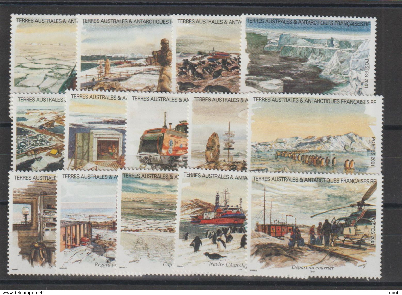 TAAF 2001 Timbres Issus Du Carnet De Voyage 308-321, 14 Val ** MNH - Unused Stamps