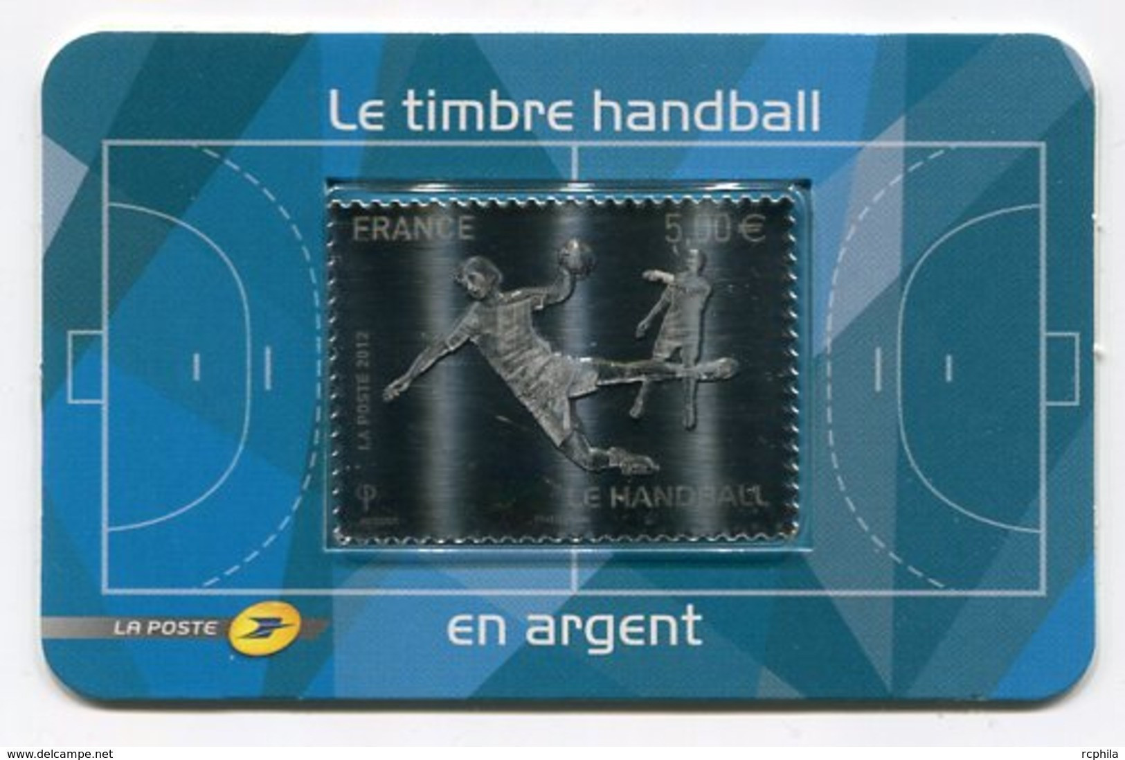 RC 27301 FRANCE N° 738 LE HANDBALL 5€ EN ARGENT NEUF ** A LA FACIALE - Autres & Non Classés