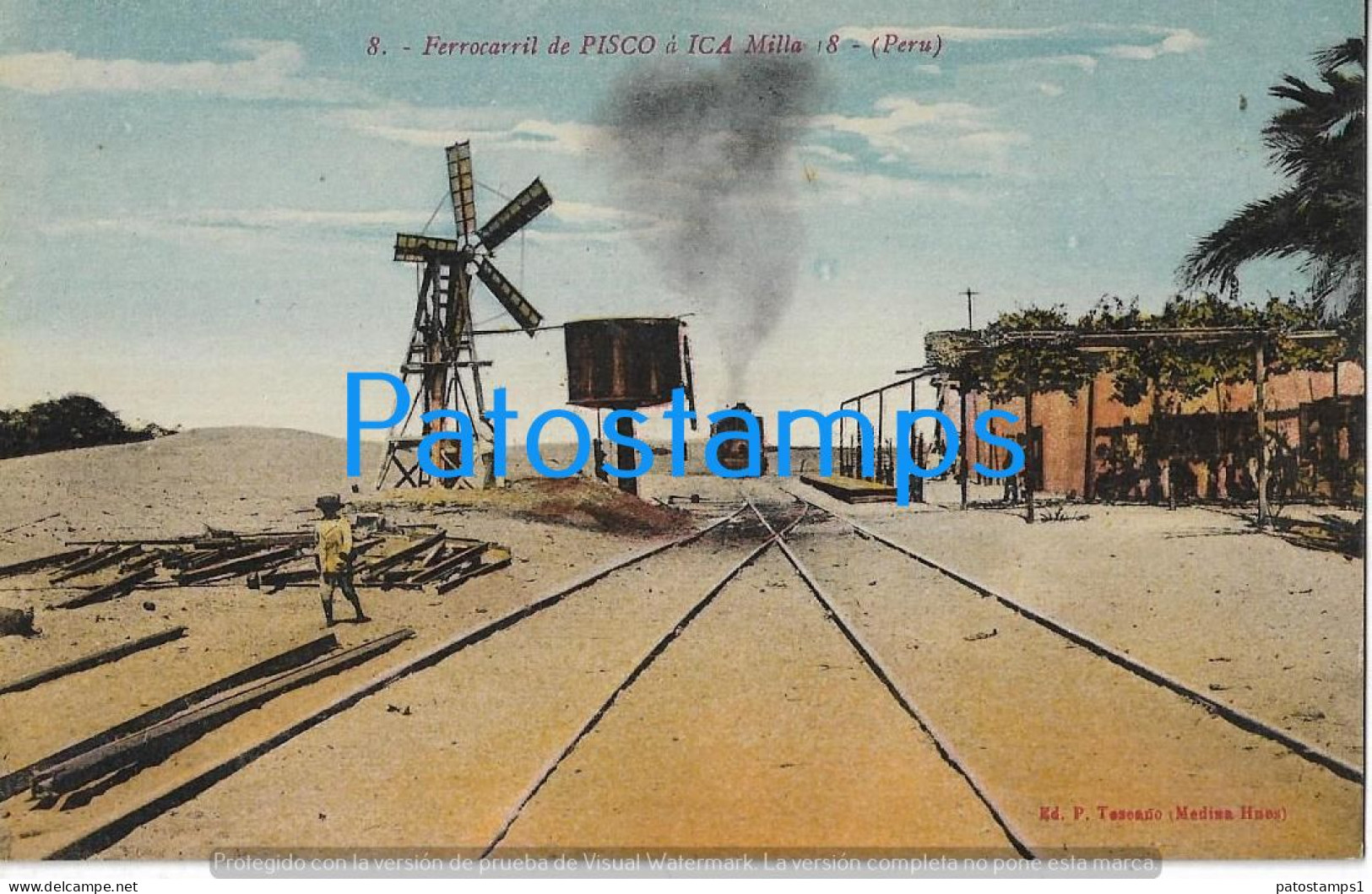 226091 PERU PISCO FERROCARRIL TRAIN TREN POSTAL POSTCARD - Peru