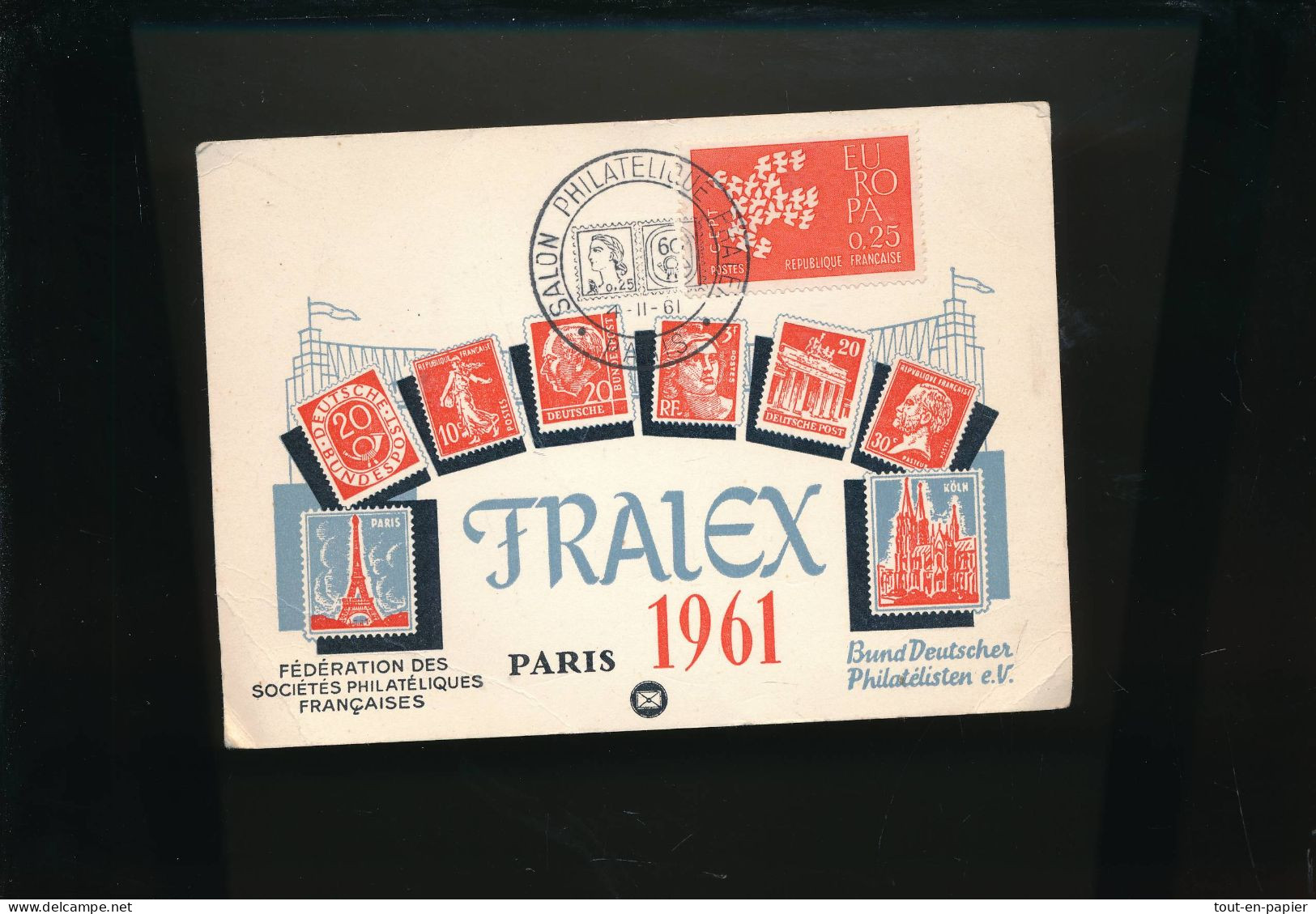 Sur Carte Postale FRANCE Salon Philatélique FRALEX PARIS 1961 - Esposizioni Filateliche