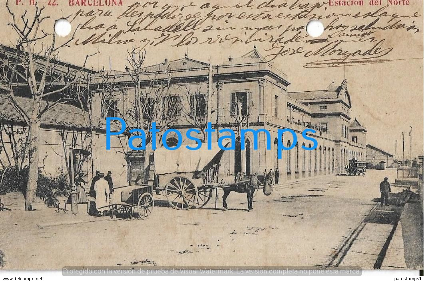 226093 SPAIN ESPAÑA BARCELONA STATION TRAIN ESTACION DE TREN PERFORATION POSTAL POSTCARD - Sonstige & Ohne Zuordnung