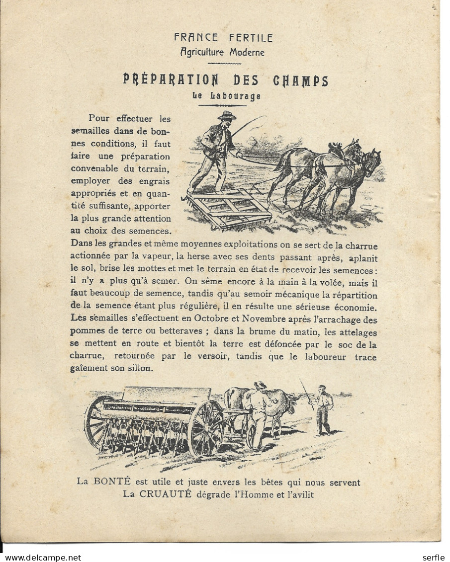 Vieux Papiers - Couverture Protège-Cahier - "France Fertile" - Le Labourage - Coberturas De Libros