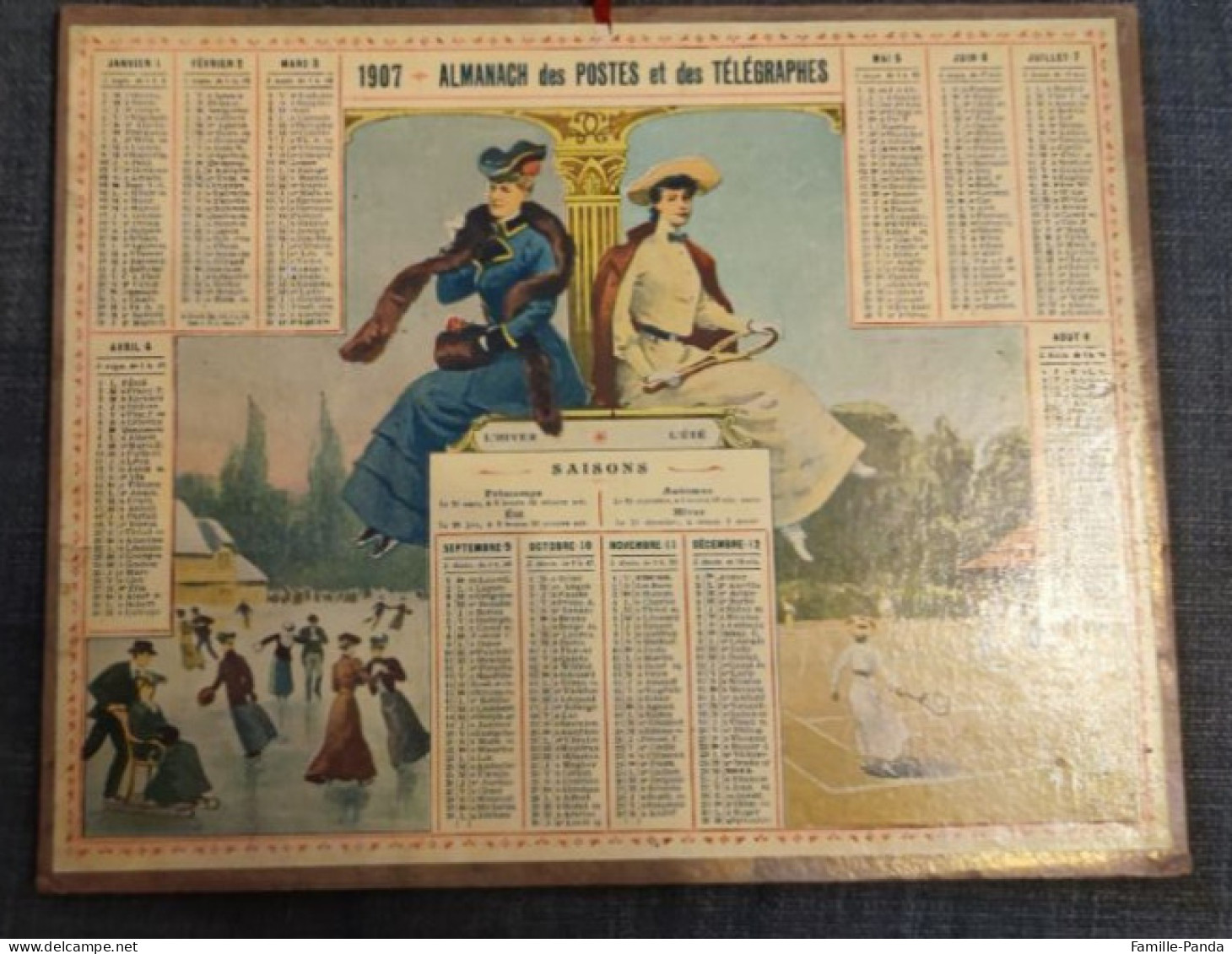 Calendrier PTT ALMANACH 1907 Des Postes Et Télégraphes 45 Loiret - L'hiver L'été - Oberthur - Grossformat : 1901-20