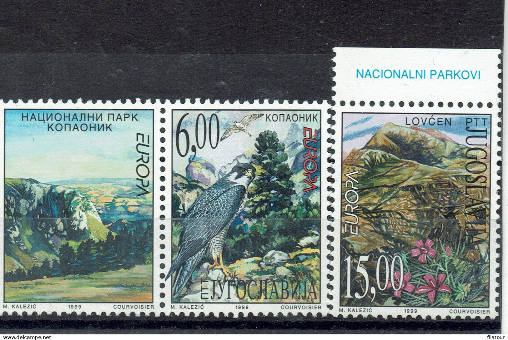 EUROPA** - 1999 - RESERVES ET PARCS NATURELS - KAPAONIC (faucon Pélerin) - LOVCEN Fleurs) - Unused Stamps