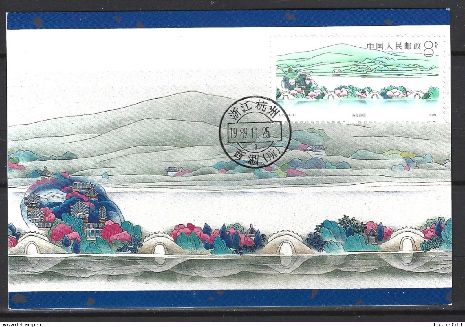 CHINE. N°2976 De 1989 Sur Carte Maximum. Digue Su. - Cartoline Maximum