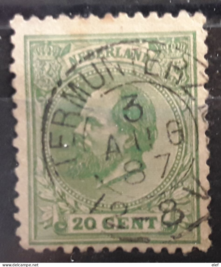 NEDERLAND PAYS BAS NETHERLANDS 1872 Wilhelm III  Yvert No 24, 20 C Vert O TERMUNTERZIJL, Groningen 3 Aug 1887, TB - Used Stamps