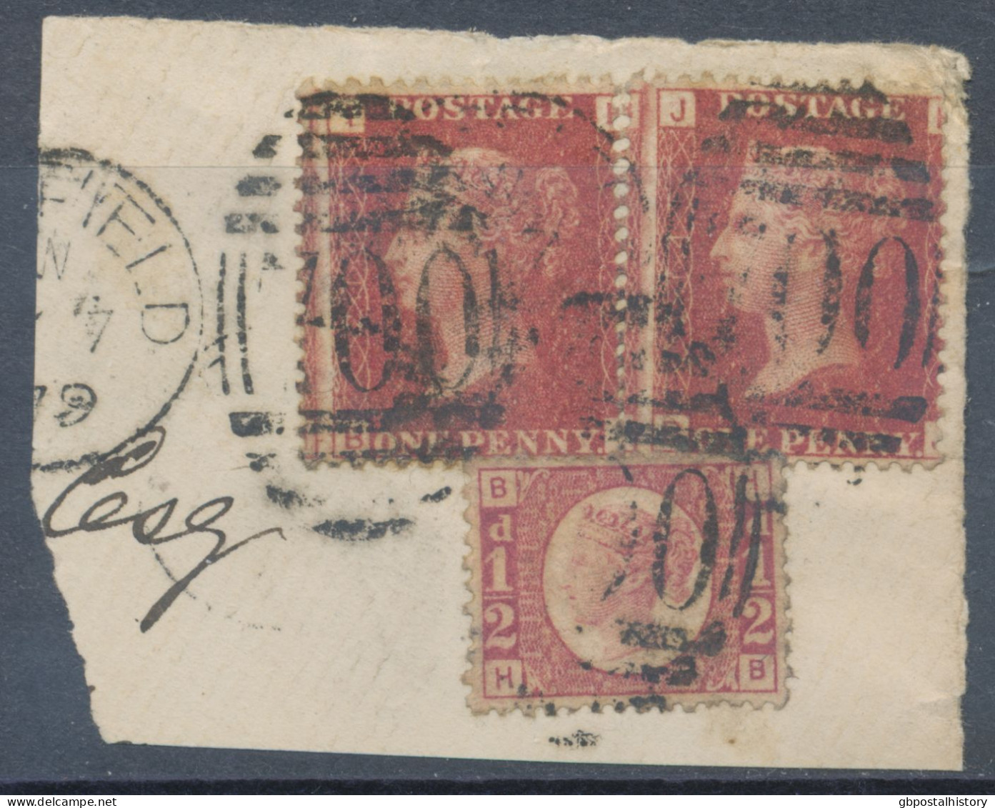 GB QV ½d Plate 11 (HB) Together With Rare 1d Plate 214 (pair BI-BJ, Nice VARIETIES: MISPERFORATED) VFU On Piece - Gebraucht