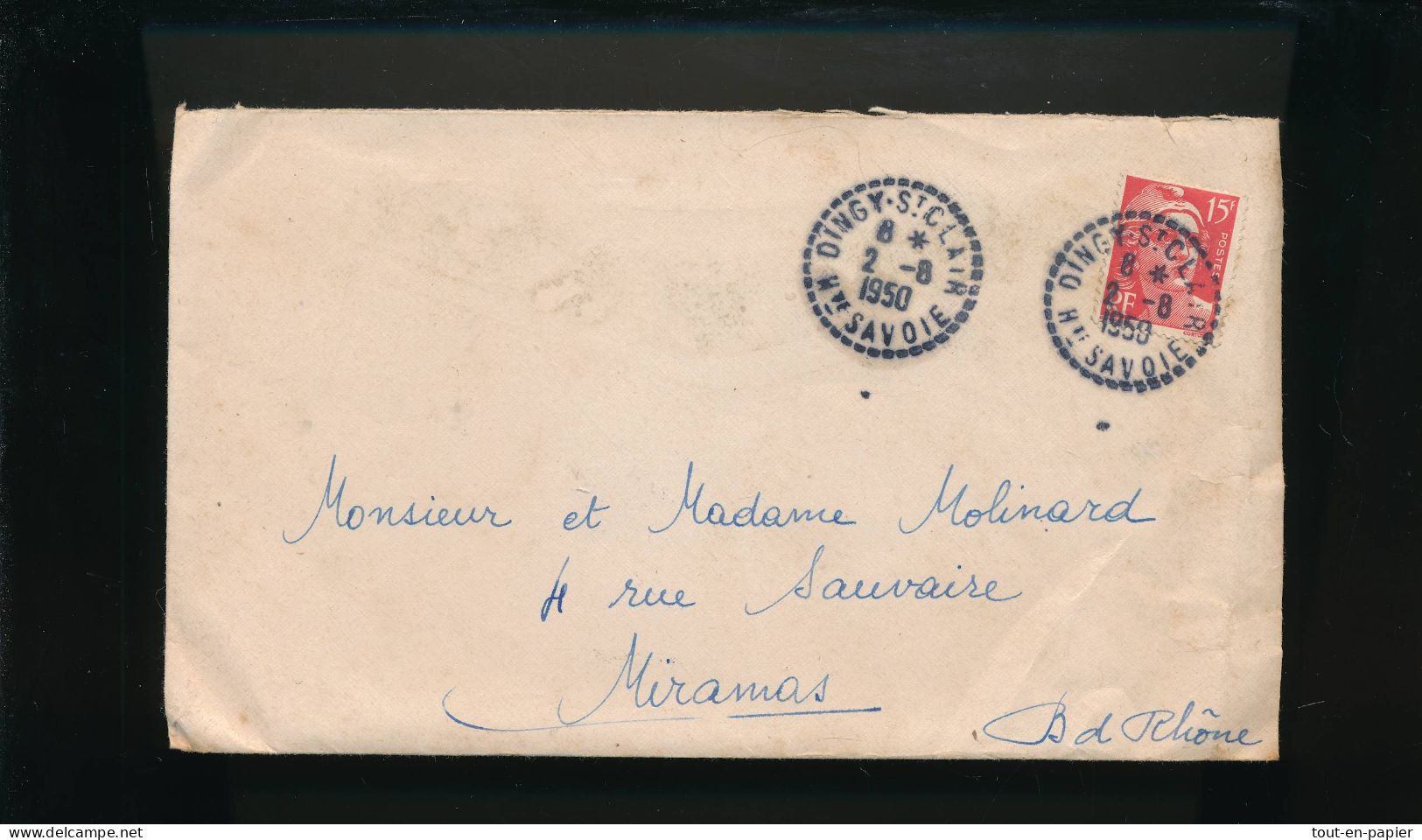 Cachet Tireté "DINGY ST CLAIR - Hte Savoie"  1950 - Cachets Manuels