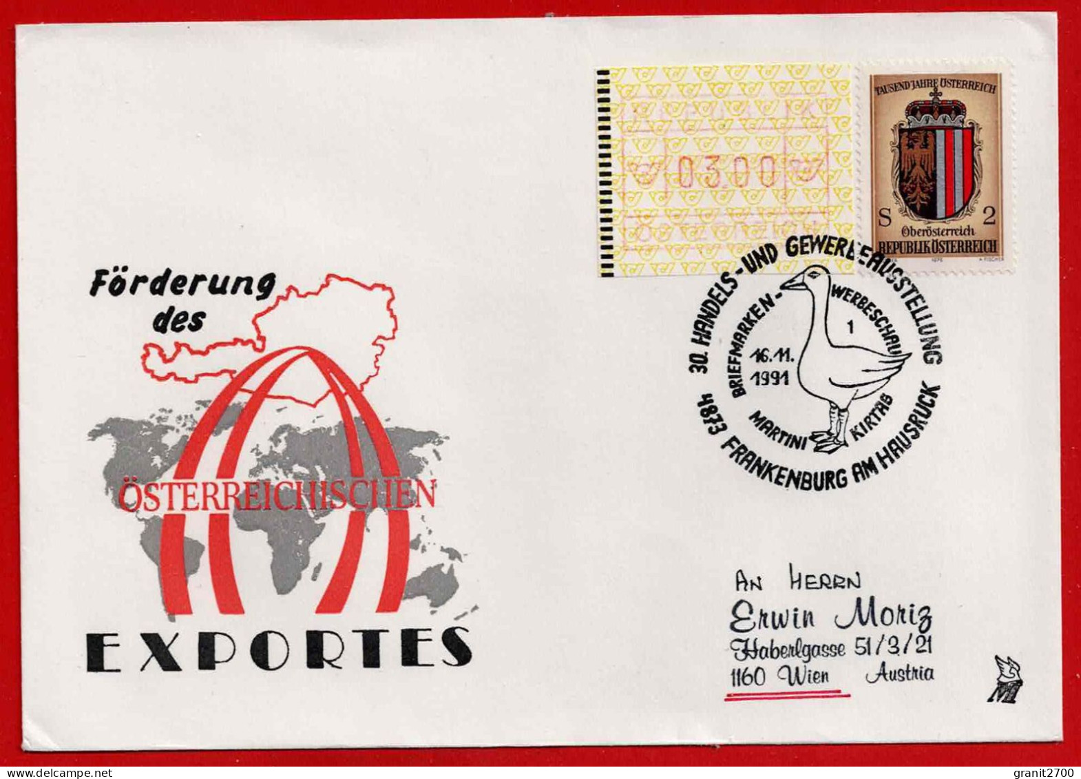 Brief Mit Stempel Frankenburg Am Hausruck - 30. Handels - Und Gewerbeausstellung Vom 16.11.1991 - Covers & Documents