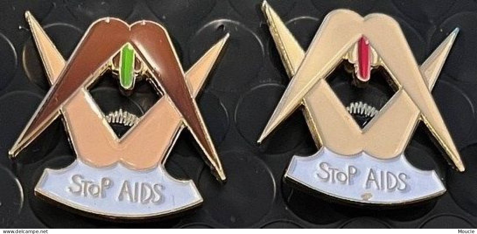 2 PIN'S - ASSOCIATION STOP SIDA - AIDS  - AMOUR - LOVE - (22) - Asociaciones