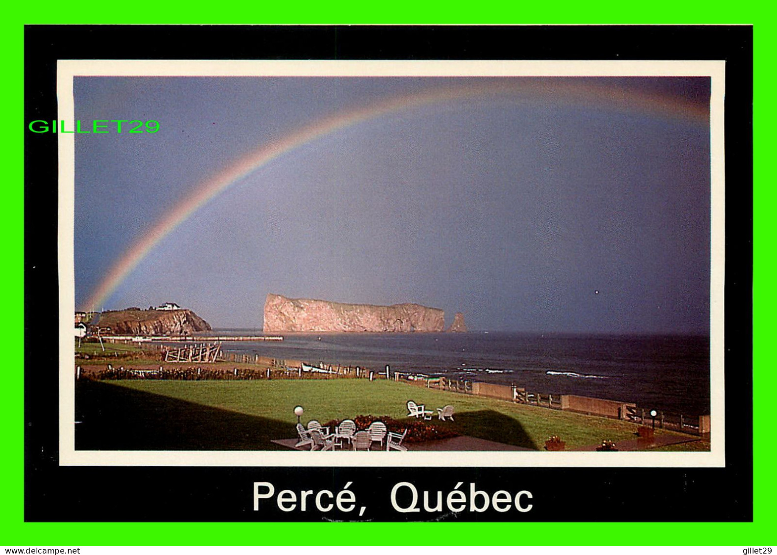 PERCÉ, QUÉBEC - LE ROCHER PERCÉ S'AURÉOLE D'UN ARC-EN-CIEL - UNIC - PHOTO, MICHEL BOUDREAU - - Percé