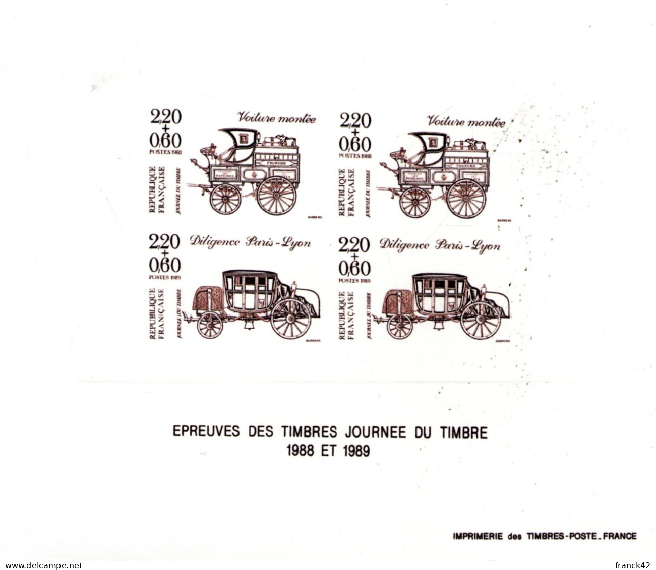 France. Lot De 3 épreuves. Fête Du Timbre 1986-1989 - Epreuves De Luxe