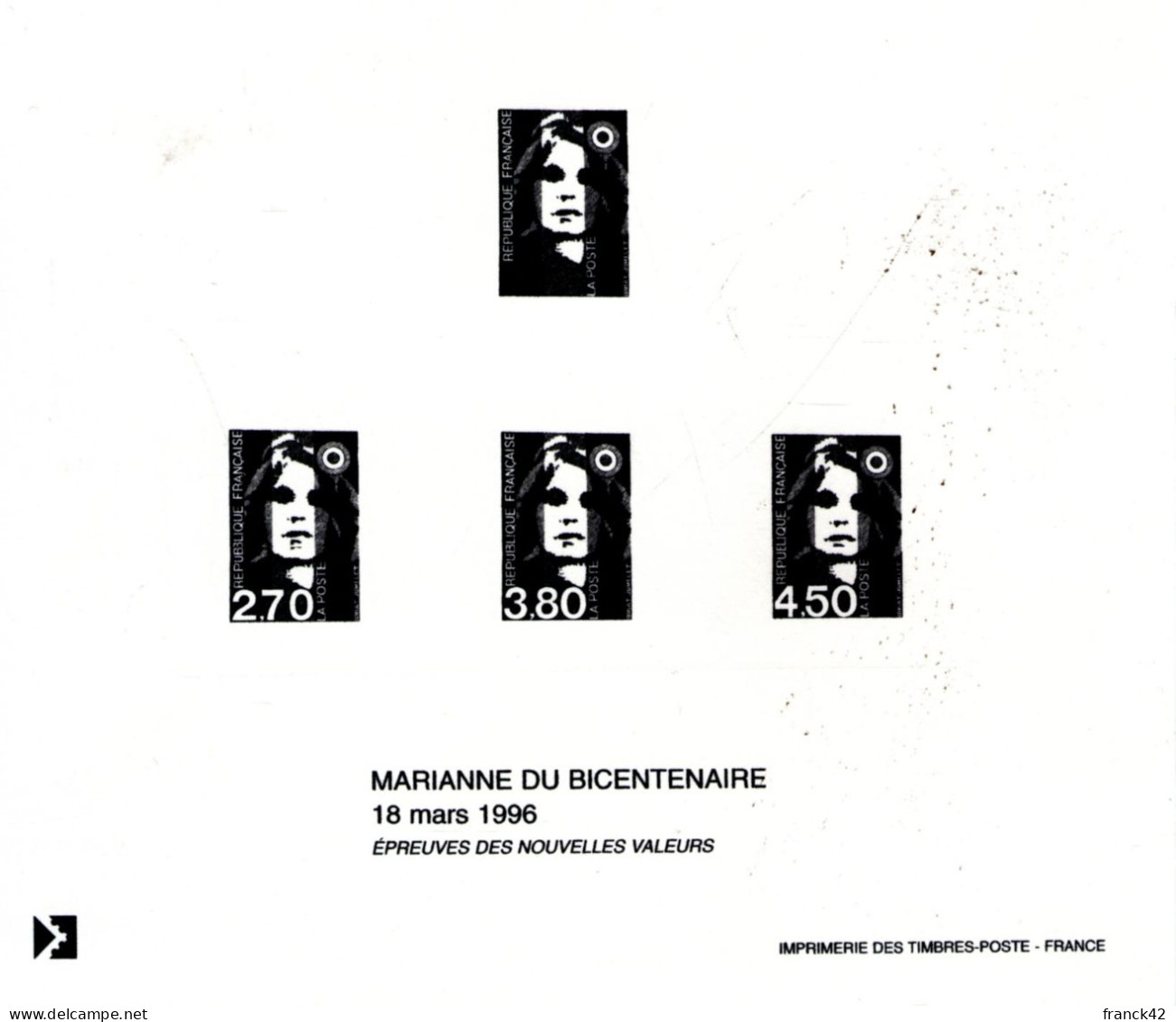 France. Lot De 3 épreuves. Marianne Du Bicentenaire - Epreuves De Luxe