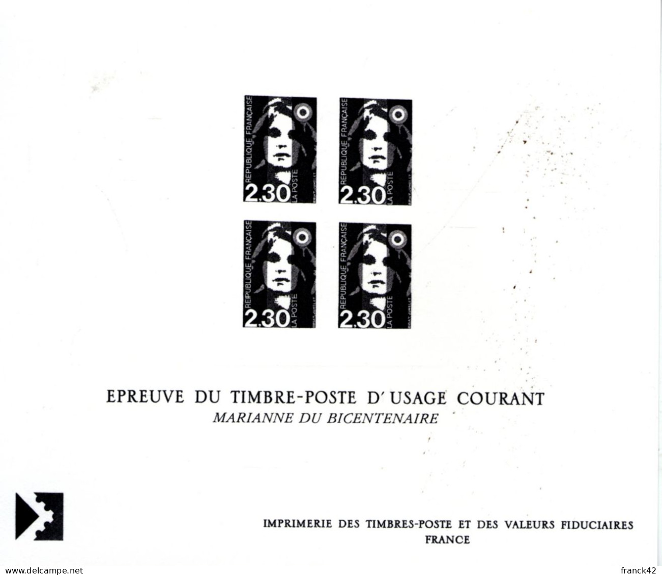 France. Lot De 3 épreuves. Marianne Du Bicentenaire - Luxury Proofs