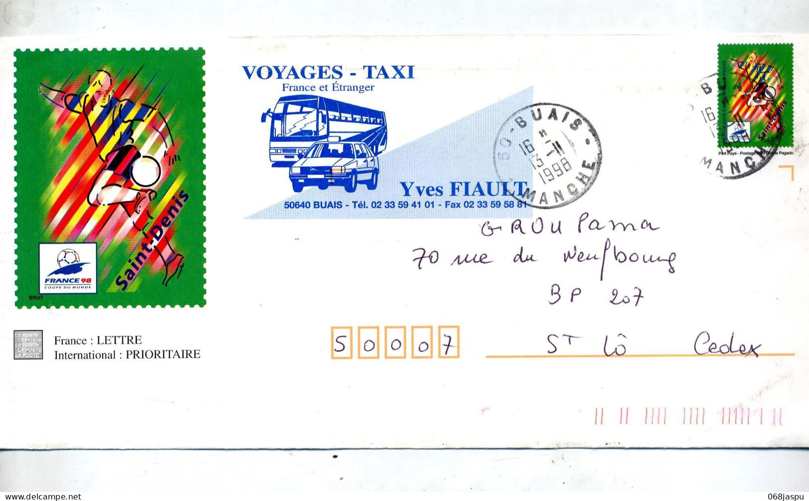 Pap Football Saint Denis Cachet Buais Publicitaire Voyage Taxi Fiault - PAP: Sonstige (1995-...)