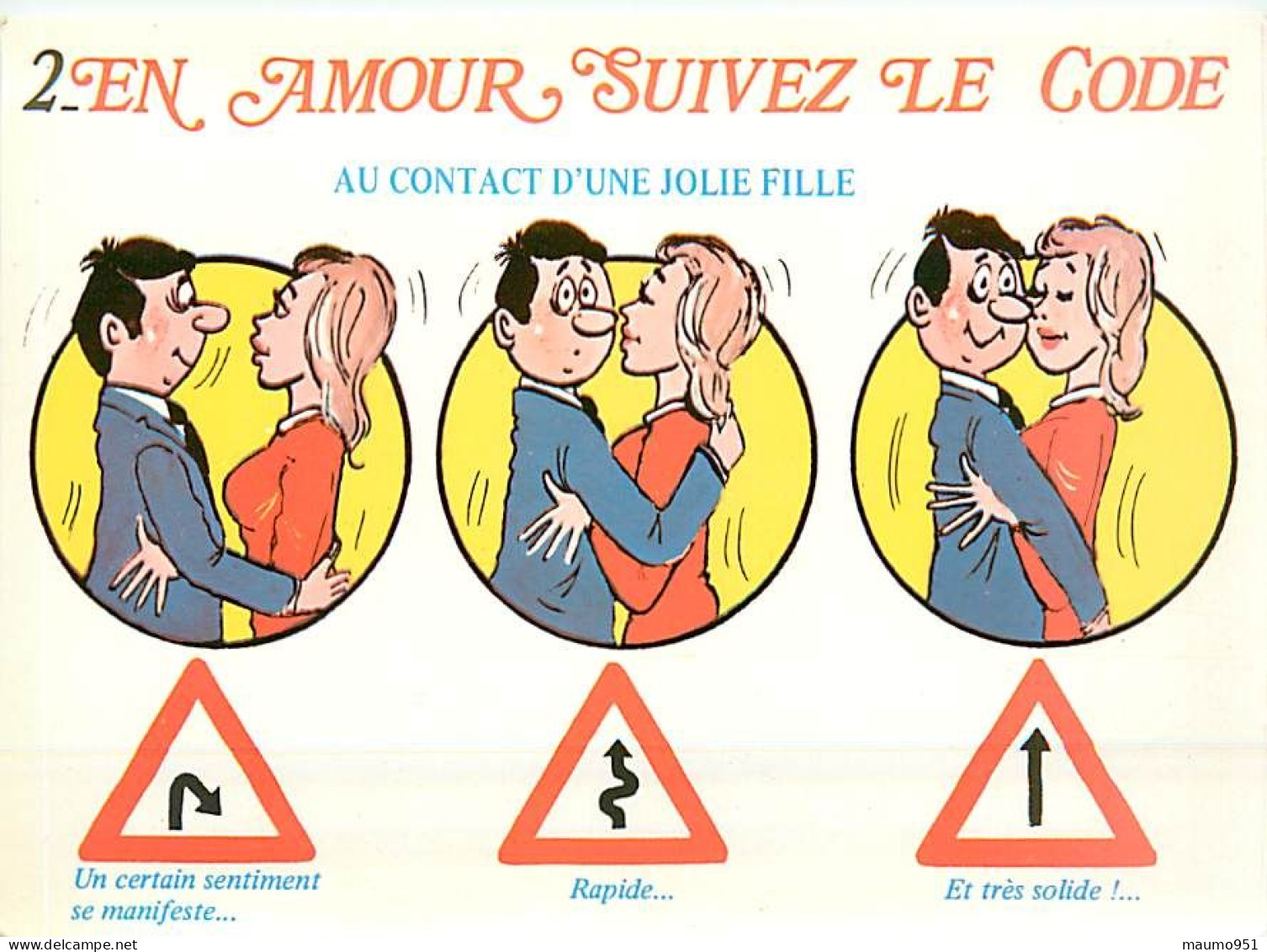 HUMOUR - EN AMOUR SUIVEZ LE CODE - Carte N° 2 Au Contact D'une Jolie Fille (cpsm) - Humour