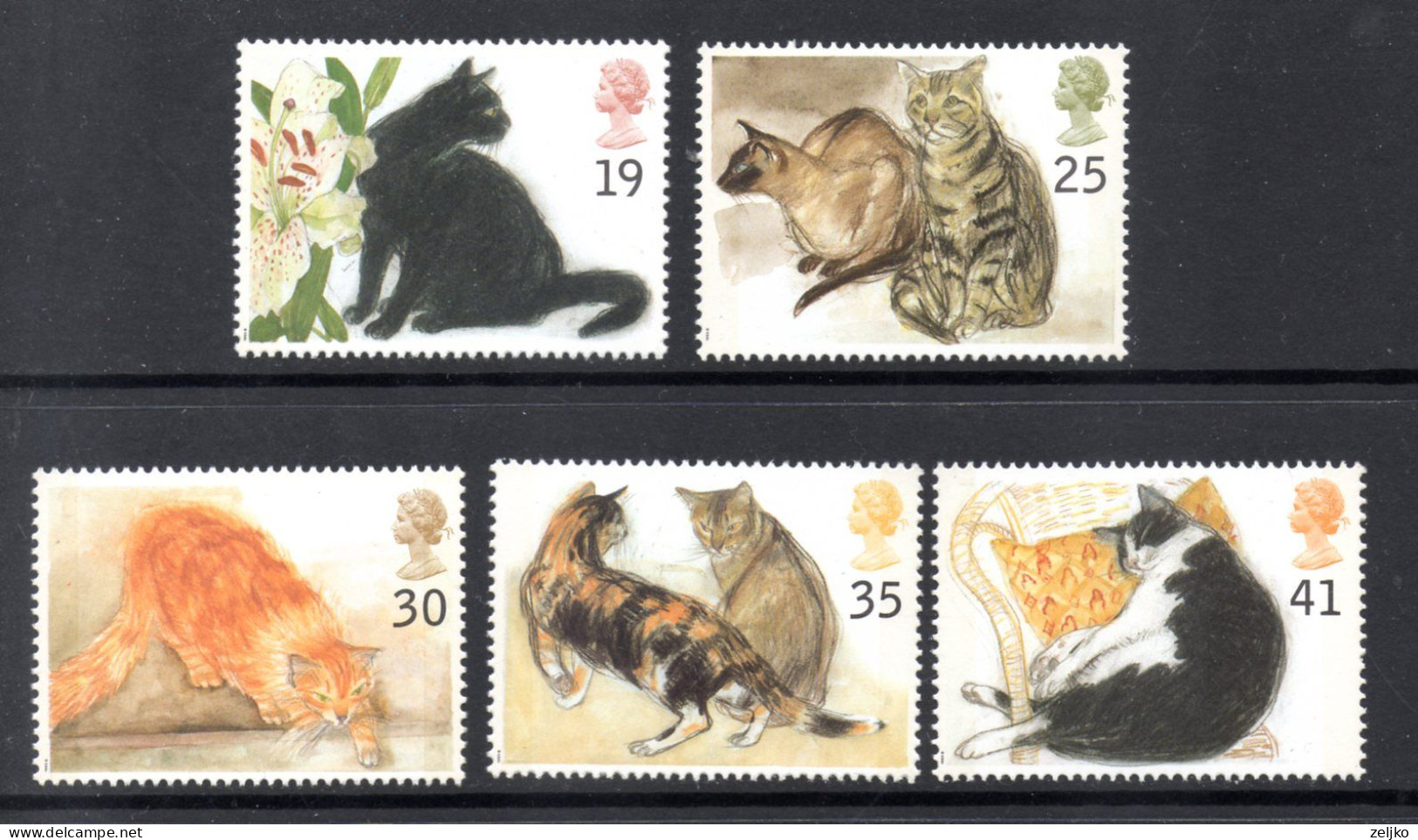 *** UK, GB, Great Britain, MNH, 1995, Michel 1544 - 1548, Fauna, Pet, Cats - Neufs