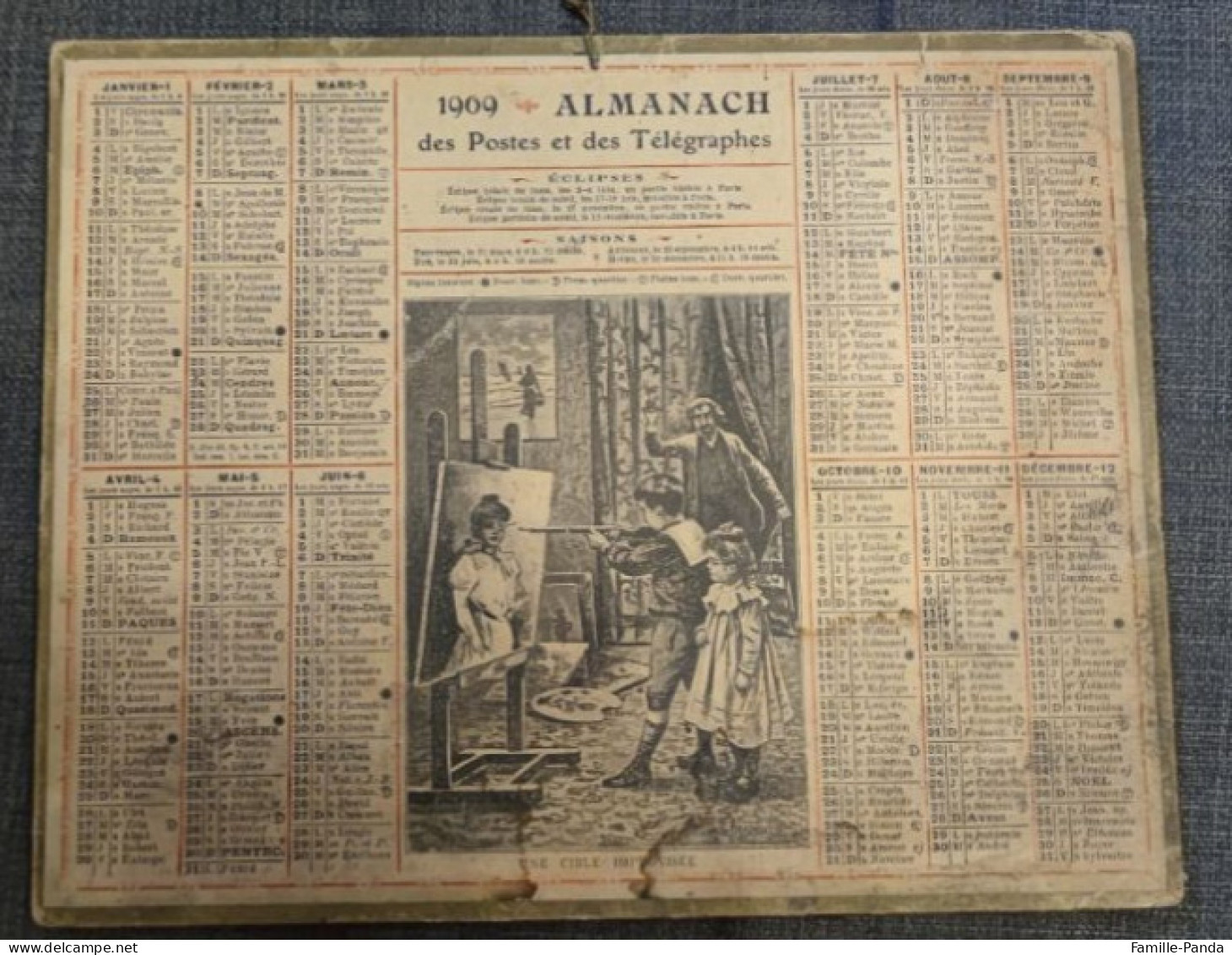 Calendrier PTT ALMANACH 1909 Des Postes Et Télégraphes 45 Loiret - Une Cible Improvisée - Oberthur - Formato Grande : 1901-20