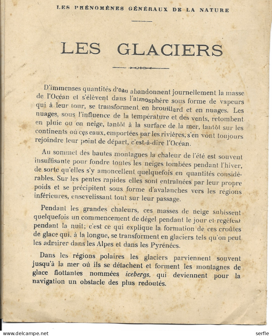 Vieux Papiers - Couverture Protège-Cahier - " Phénomènes Généraux De La Nature - Les Glaciers" - Book Covers