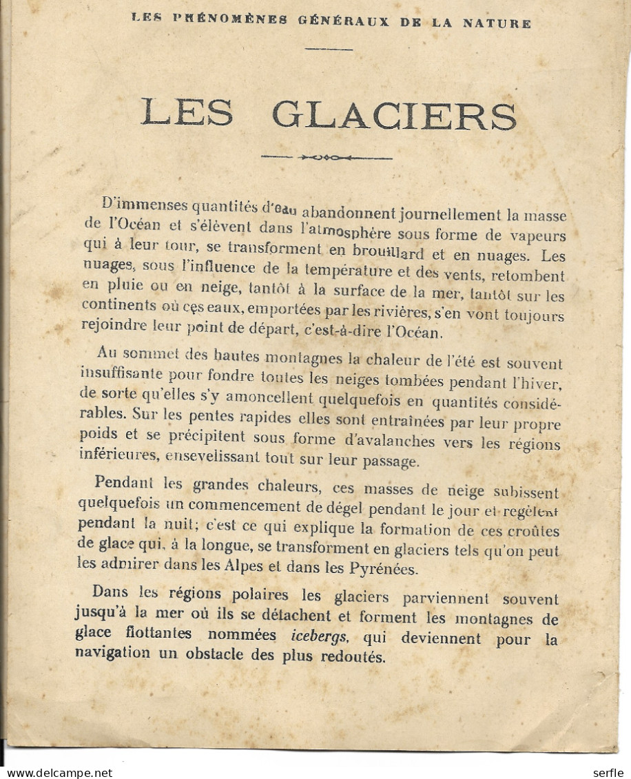 Vieux Papiers - Couverture Protège-Cahier - " Phénomènes Généraux De La Nature - Les Glaciers" - Protège-cahiers