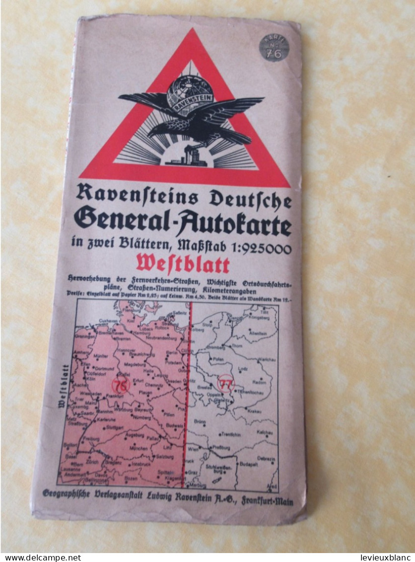 Carte Géographique/ Allemagne/ Ravensteins Deutsche Général -Autocarte WESTBLATT/Vers 1930-1940      PGC562 - Alemania Todos