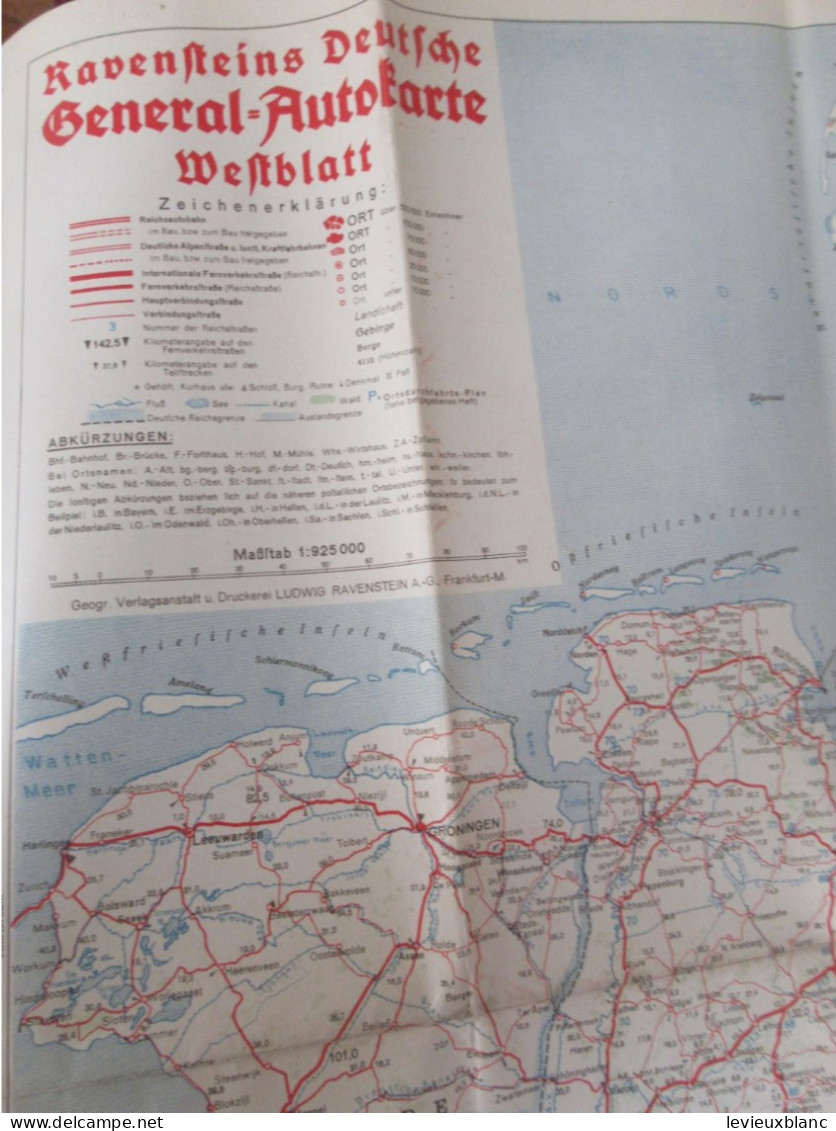 Carte Géographique/ Allemagne/ Ravensteins Deutsche Général -Autocarte WESTBLATT/Vers 1930-1940      PGC562 - Deutschland Gesamt