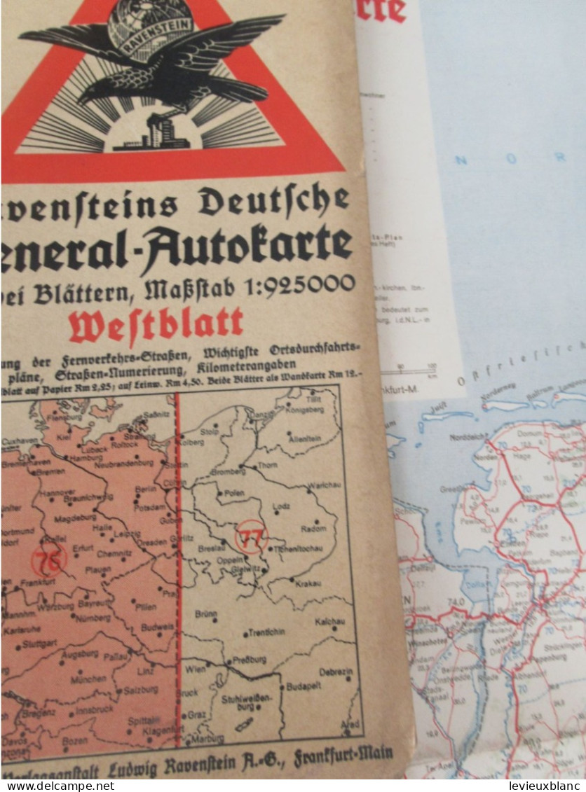 Carte géographique/ Allemagne/ Ravensteins Deutsche Général -Autocarte WESTBLATT/Vers 1930-1940      PGC562