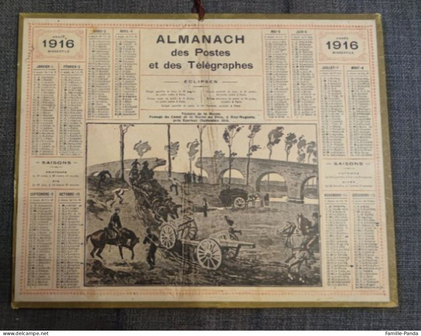 Calendrier PTT ALMANACH 1916 Des Postes Et Télégraphes 45 Loiret - Victoire De La Marne - Oberthur - Grand Format : 1901-20