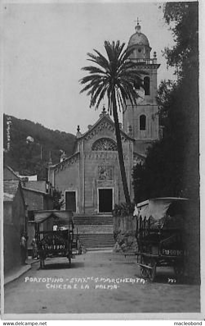 Portofino (Genova) - Chiesa Con Palma E Trasporto Pubblico In Primo Piano - Genova (Genoa)