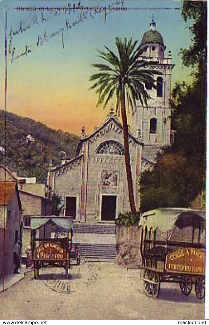 Portofino (Genova) - Chiesa Con Palma E Trasporto Pubblico In Primo Piano - Genova (Genoa)