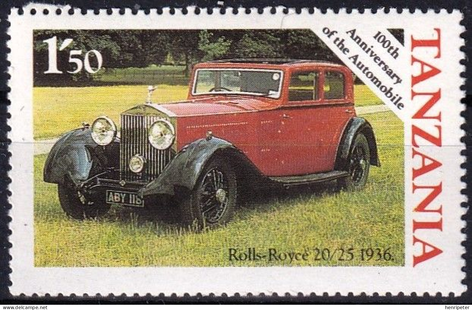 Timbre-poste Gommé Dentelé Neuf** - Centenaire De L'automobile Rolls Royce 2025 (1936) - N° 267(Yvert)  - Tanzanie 1986 - Tanzanie (1964-...)