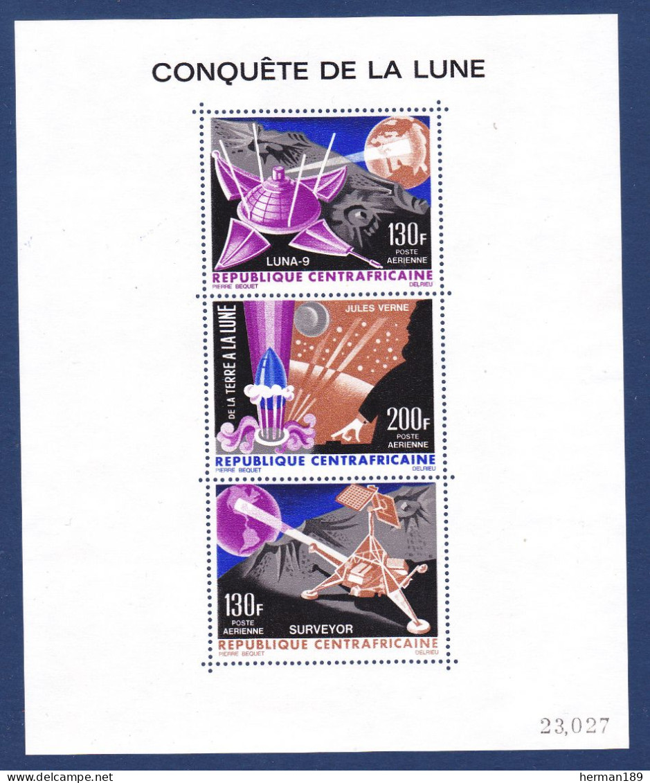 CENTRAFRICAINE BLOC N°    5 ** MNH Neuf Sans Charnière, TB (CLR053) Conquête De La Lune - 1966 - Centraal-Afrikaanse Republiek
