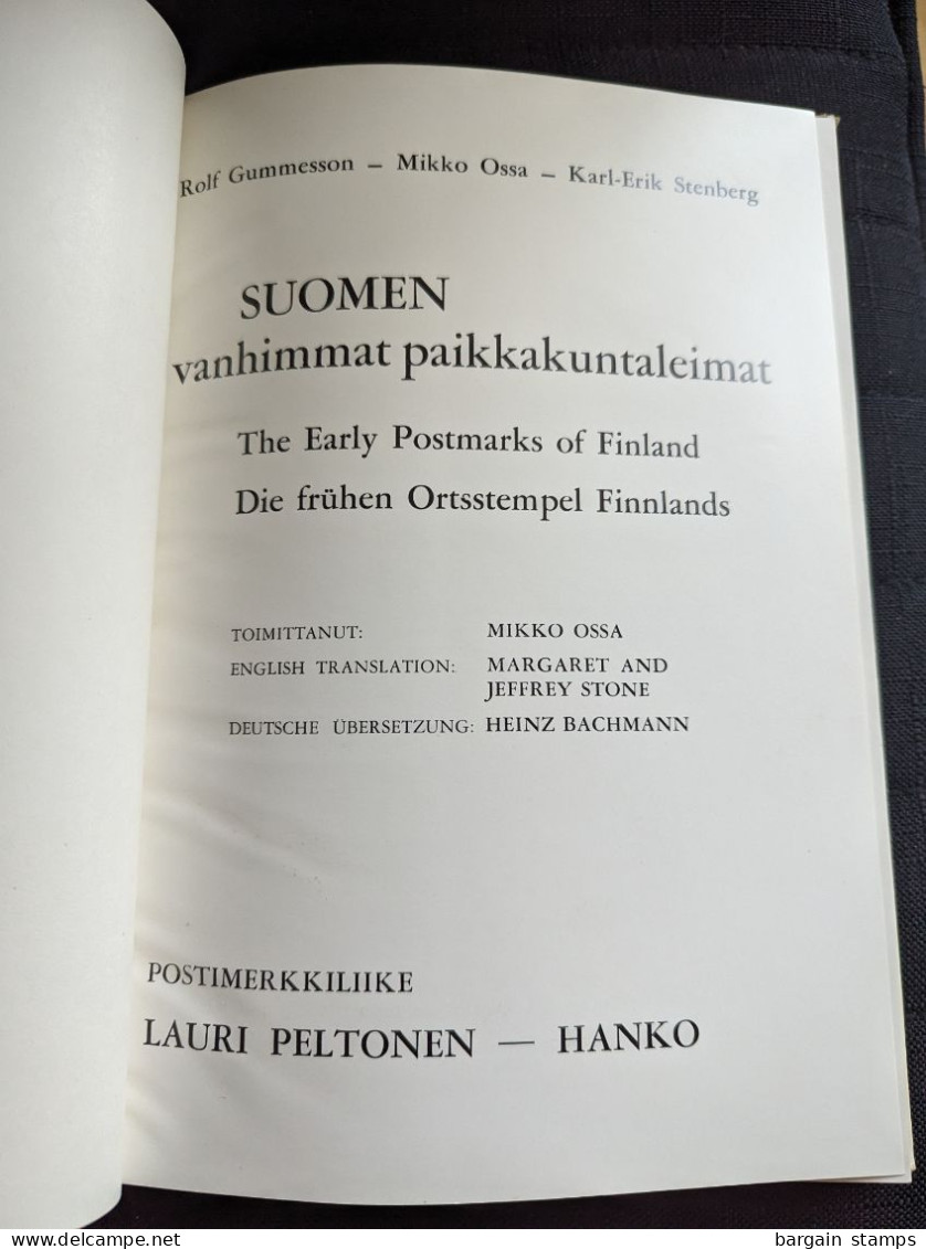 Suomen Vanhimmat Paikkakuntaleimat - The Early Postmarks Of Finland - Gummesson, Ossa, Stenberg - 1974 - Sonstige & Ohne Zuordnung