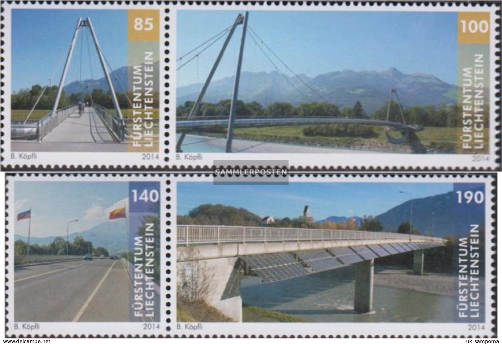 Liechtenstein 1703-1706 Couples (complete Issue) Unmounted Mint / Never Hinged 2014 Bridges - Ungebraucht